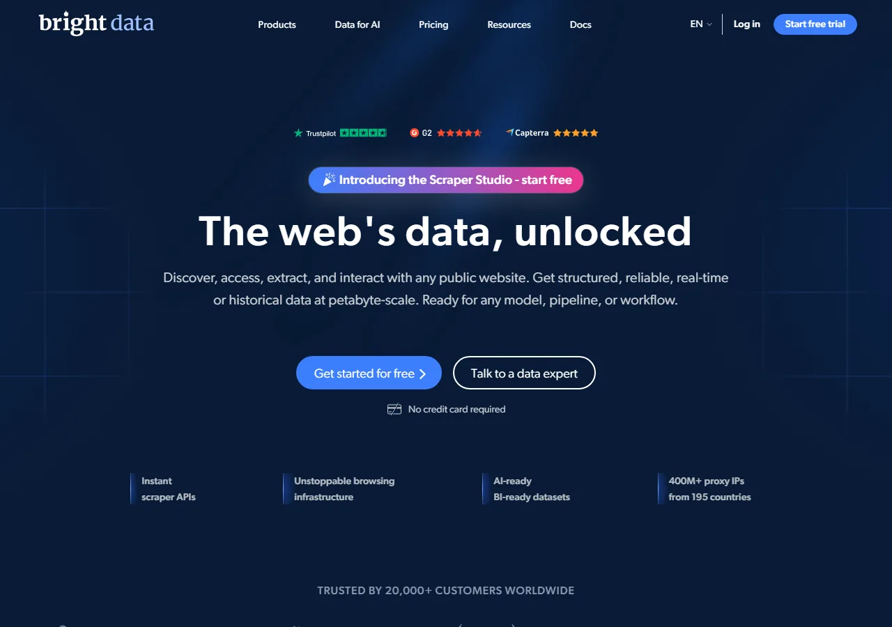 Bright Data homepage