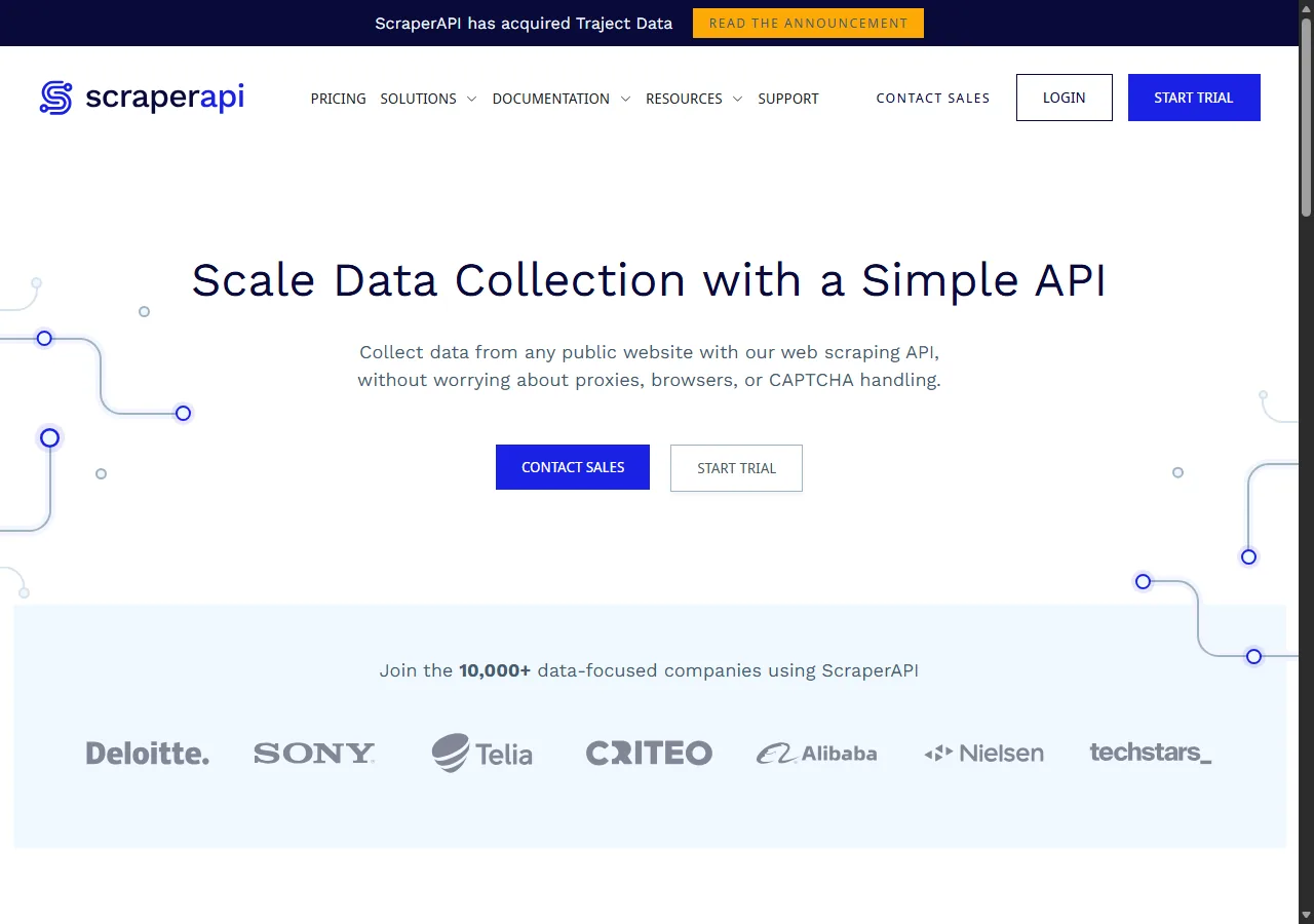ScraperAPI homepage