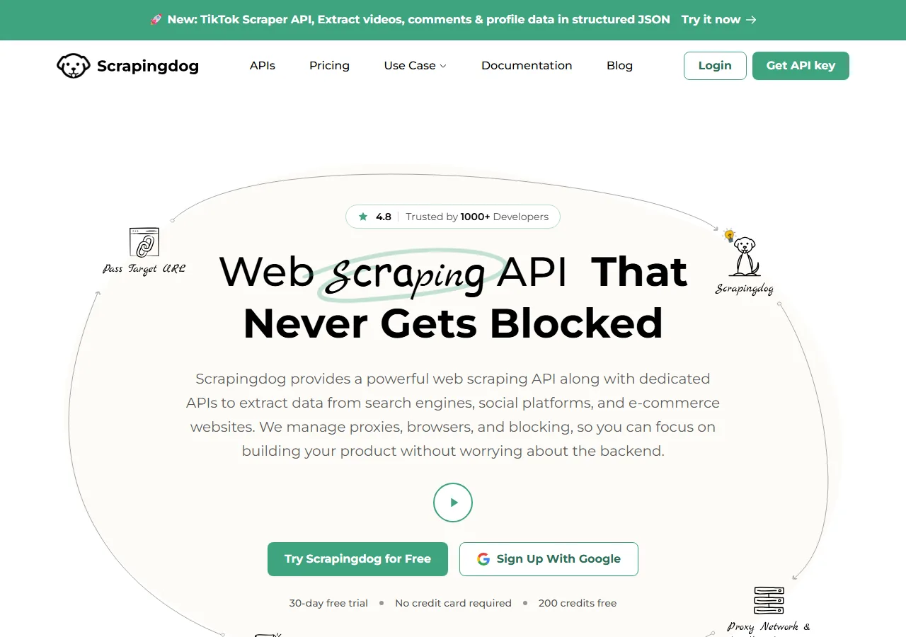 Scrapingdog homepage