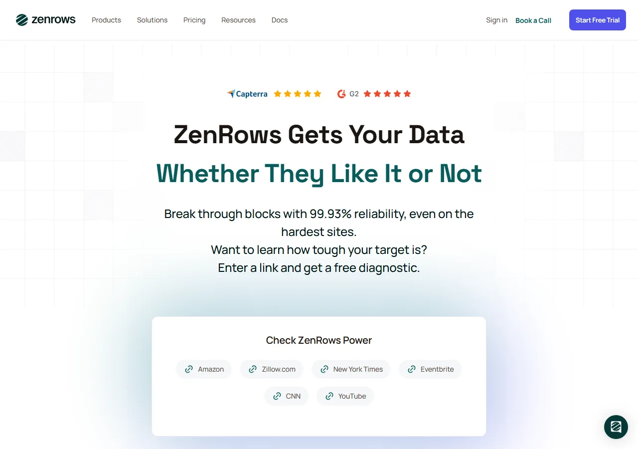 ZenRows homepage